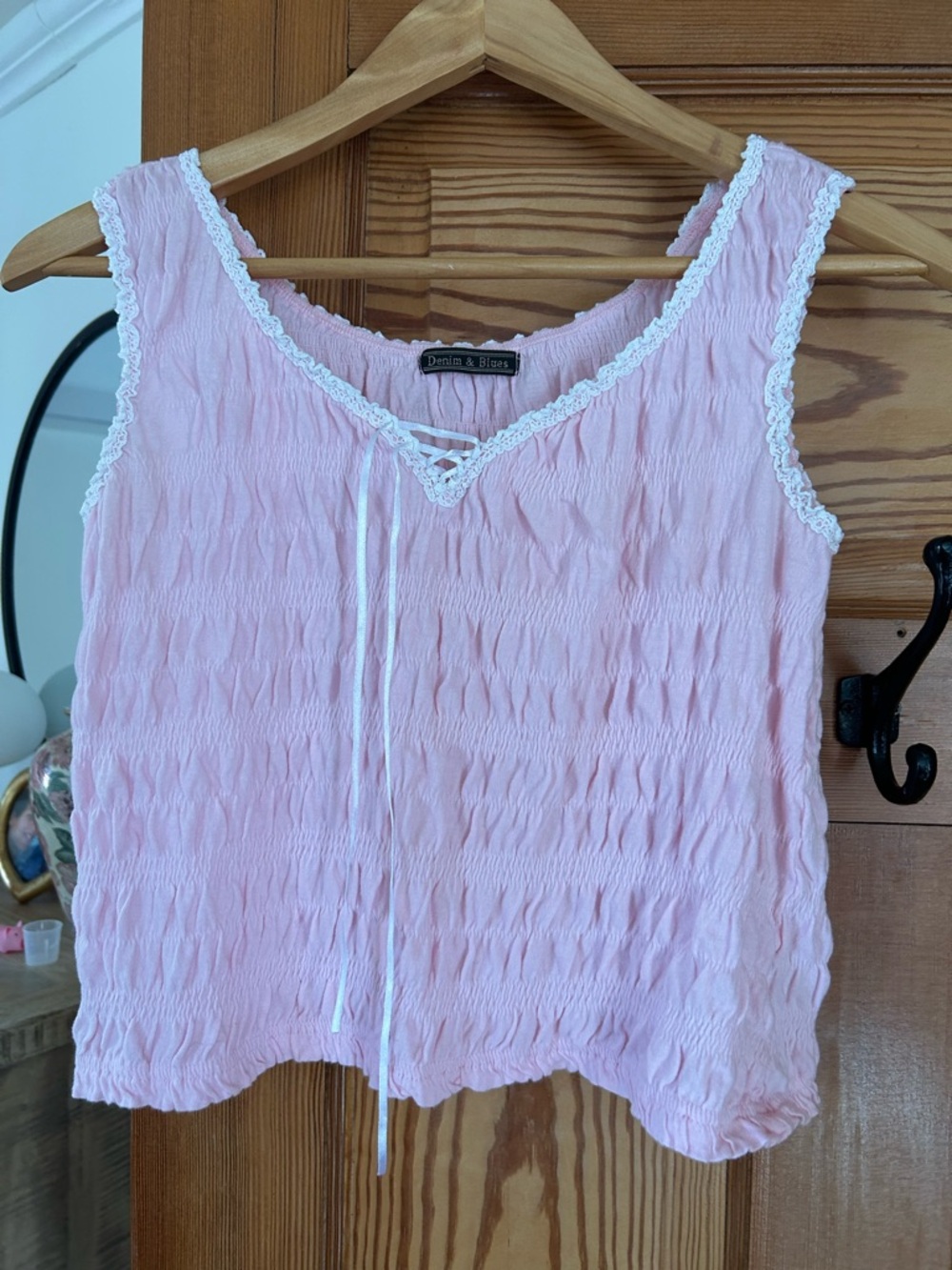 Vintage Vibes Denim and Blues Quilted Pink Camisole - Picture 4 of 11